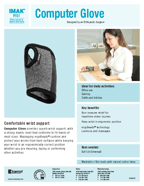 Computer Glove hand compression glove , carpal tunnel glove Brownmed